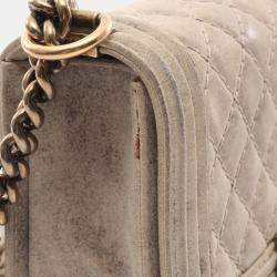Pre Owned Chanel Boy Chanel Beige Calfskin Leather Shoulder Bag