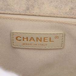 Pre Owned Chanel Boy Chanel Beige Calfskin Leather Shoulder Bag
