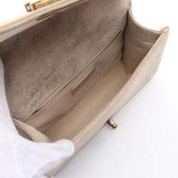 Pre Owned Chanel Boy Chanel Beige Calfskin Leather Shoulder Bag