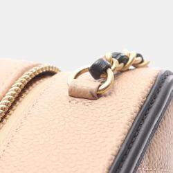 Pre Owned Chanel Filigree Mini Vanity Pink Black Leather Shoulder Bag