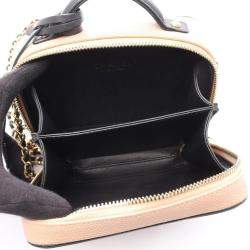 Pre Owned Chanel Filigree Mini Vanity Pink Black Leather Shoulder Bag