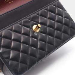 Pre Owned Chanel Matelasse Single Flap Navy Lambskin Leather Shoulder Bag