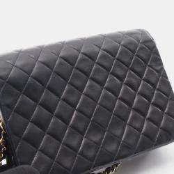 Pre Owned Chanel Matelasse Single Flap Navy Lambskin Leather Shoulder Bag