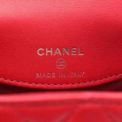 Pre Owned Chanel Mini Vanity Red Lambskin Leather Shoulder Bag