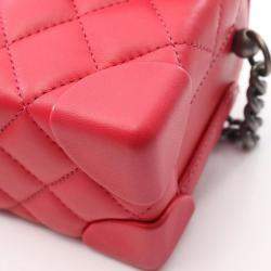 Pre Owned Chanel Mini Vanity Red Lambskin Leather Shoulder Bag