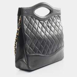 Pre Owned Chanel 31 Black Lambskin Leather Shoulder Bag