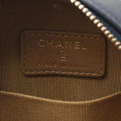 Pre Owned Chanel Matelasse Round Mini Navy Blue Lambskin Leather Shoulder Bag