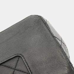 Pre Owned Chanel Mademoiselle Matelasse Black Leather Shoulder Bag
