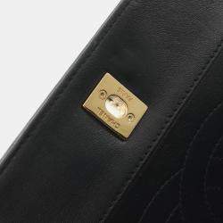 Pre Owned Chanel Mademoiselle Matelasse Black Leather Shoulder Bag