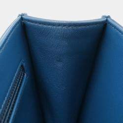Pre Owned Chanel Beauty Lock Matelasse Blue Leather Flap Chain Shoulder Bag