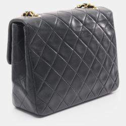 Pre Owned Chanel Mini Matelasse 20 Shoulder Bag Lambskin Navy Blue