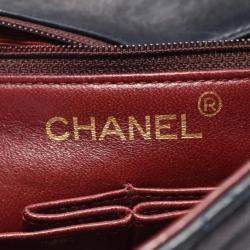 Pre Owned Chanel Mini Matelasse 20 Shoulder Bag Lambskin Navy Blue