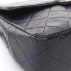 Pre Owned Chanel Mini Matelasse 20 Shoulder Bag Lambskin Navy Blue