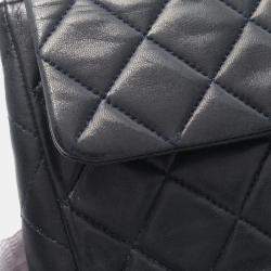 Pre Owned Chanel Mini Matelasse 20 Shoulder Bag Lambskin Navy Blue