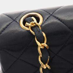 Pre Owned Chanel Mini Matelasse 20 Shoulder Bag Lambskin Navy Blue