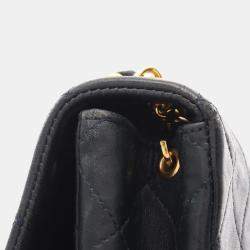 Pre Owned Chanel Mini Matelasse 20 Shoulder Bag Lambskin Navy Blue