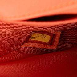 Pre Owned Chanel Boy Orange Multicolored Tweed Leather Shoulder Bag