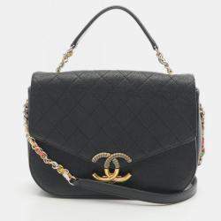 Pre Owned Chanel Matelasse Black Calfskin Leather Shoulder Bag
