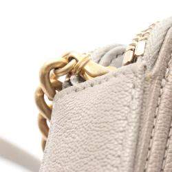 Pre Owned Chanel Boy Beige Grained Calfskin Leather Shoulder Bag