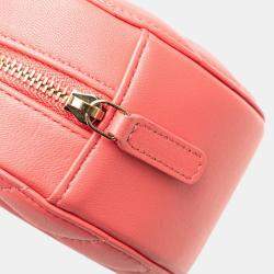 Pre Owned Chanel Coco Mark Round Pink Lambskin Shoulder Bag