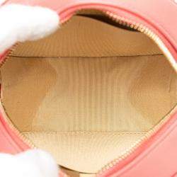 Pre Owned Chanel Coco Mark Round Pink Lambskin Shoulder Bag