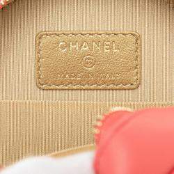 Pre Owned Chanel Coco Mark Round Pink Lambskin Shoulder Bag
