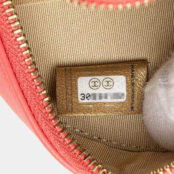 Pre Owned Chanel Coco Mark Round Pink Lambskin Shoulder Bag