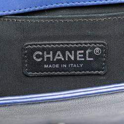 Pre Owned Chanel Boy Blue Lambskin Chain Shoulder Bag