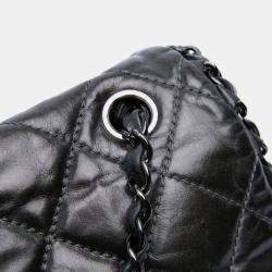 Pre Owned Chanel Grey Medium Quilted Metallic Aged Calfskin Chain Me Flap