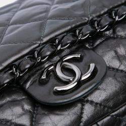 Pre Owned Chanel Grey Medium Quilted Metallic Aged Calfskin Chain Me Flap