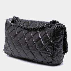 Pre Owned Chanel Grey Medium Quilted Metallic Aged Calfskin Chain Me Flap