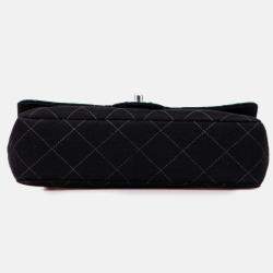 Pre Owned Chanel Black Medium Quilted Jersey Single Flap