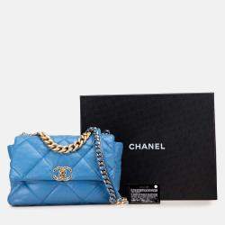 Pre Owned Chanel Blue Large Lambskin 19 Flap