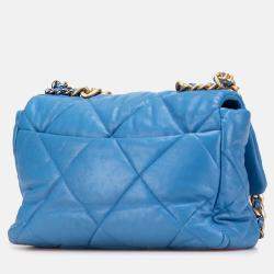 Pre Owned Chanel Blue Large Lambskin 19 Flap