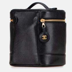 Pre Owned Chanel Black CC Caviar Vanity Case