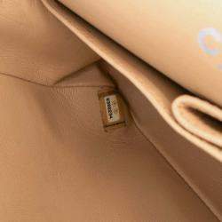 Pre Owned Chanel Beige Small Classic Lambskin Double Flap