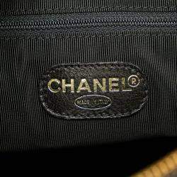Pre Owned Chanel Black Caviar Logo Shoulder Bag