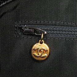 Pre Owned Chanel Black Caviar Logo Shoulder Bag