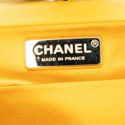 Pre Owned Chanel Yellow Satin Crystal Camellia Evening Frame Clutch