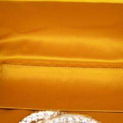 Pre Owned Chanel Yellow Satin Crystal Camellia Evening Frame Clutch