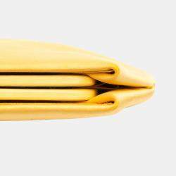 Pre Owned Chanel Yellow Satin Crystal Camellia Evening Frame Clutch