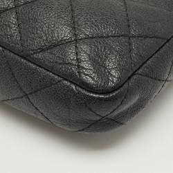 Pre Owned Chanel Black Quilted Caviar Leather Double Zip Wallet On Chain