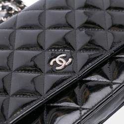 Pre Owned Chanel Black CC Quilted Patent Wallet On Chain