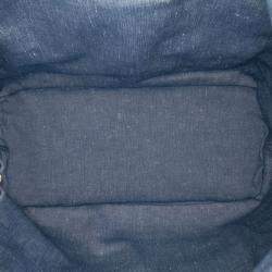 Pre Owned Chanel Blue Quilted Denim Medallion Backpack