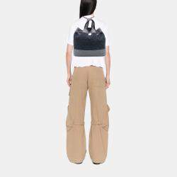 Pre Owned Chanel Blue Quilted Denim Medallion Backpack