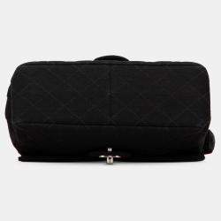 Pre Owned Chanel Black Medium CC Quilted Jersey Double Sided Flap