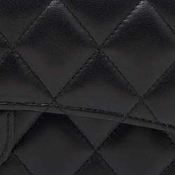 Pre Owned Chanel Black Quilted Leather Classic Long Flap Wallet