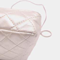 Pre Owned Chanel Silver Reissue 2.55 Metallic Lambskin Clutch With Chain
