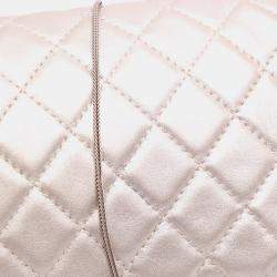 Pre Owned Chanel Silver Reissue 2.55 Metallic Lambskin Clutch With Chain