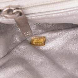 Pre Owned Chanel Silver Reissue 2.55 Metallic Lambskin Clutch With Chain